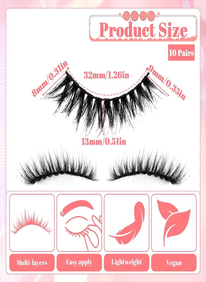 Sibba 10 Pairs Volume False Eyelashes Thick Cat Eye Lash Strips with Tweezer Dramatic Dense Makeup Look Fluffy Black Fake Eyelashes for Cluster Looking Full Glam - Image 2